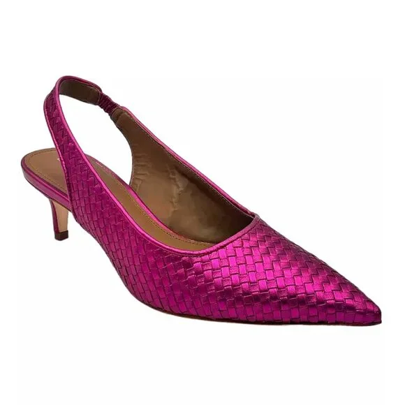 NEW Donald Pliner Olympia Sling Back Kitten Heel Pumps in Fuchsia Sz. 6 - Picture 2 of 11